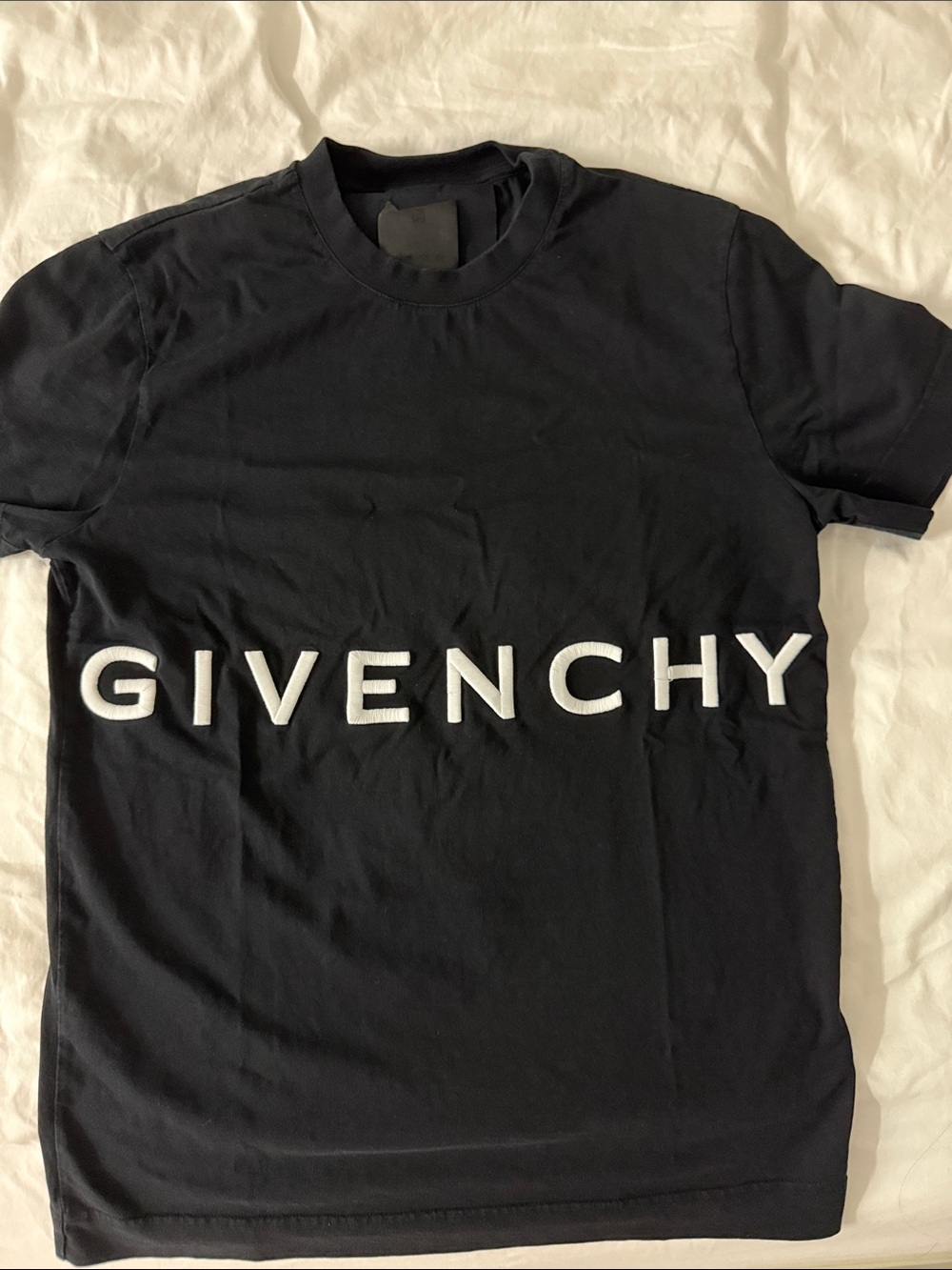 Givenchy Black T-Shirt with White Raised Logo
